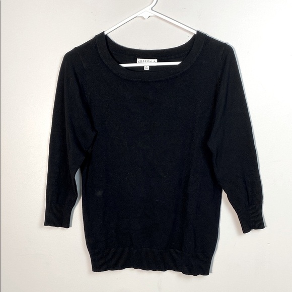 Joseph A Scoop Neck 3/4 sleeve Black Top size small - Picture 1 of 8